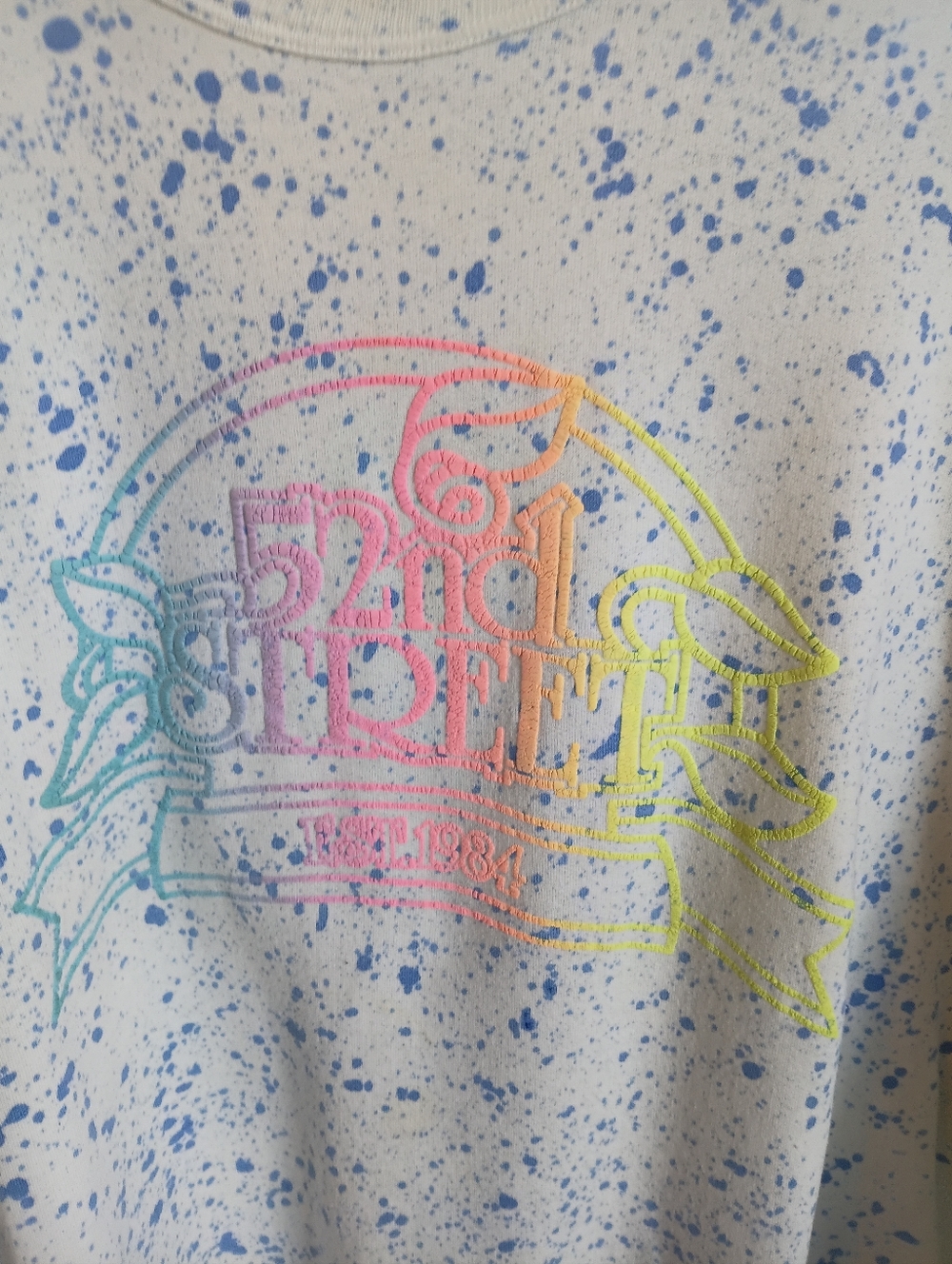 Vintage 80's Paint Splatter Speckle Pastel 52nd Street  Crewneck Sweatshirt Lrg - Picture 3 of 12